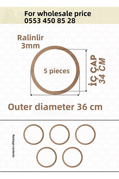 ÇUKUROVA ÜTÜ 36 cm diametru 5 bucăți de scripete 3mm grosime-MDF brut Capcană...