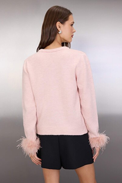 Trendyol Collection Powder Soft Textured Otriş Detailed Knitwear Cardigan Twoaw26Hi00193