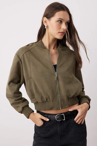 Trendyol Collection Khaki Suede Jacket Twoaw26Ce00077