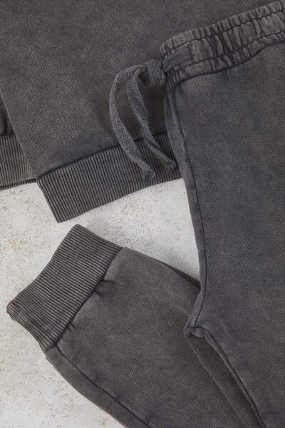 TRENDYOLKIDS Anthracite*001 Plain Knitted Bottom - Top Set Tkdaw26Au00060