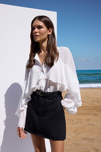 Trendyol Collection Trendyolmilla Wardrobe Essentials Black More Sustainable Belt Detailed Denim Skirt Twoaw26Et00027