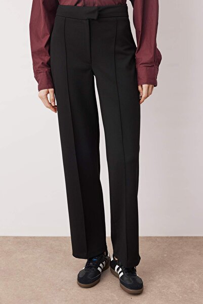 Trendyol Collection Black High Waist Ribbed Pants Twoaw26Pl00074