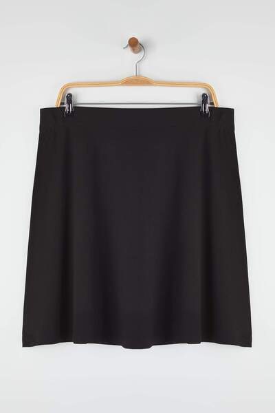 Trendyol Curve Black Knitted Large Size Skirt