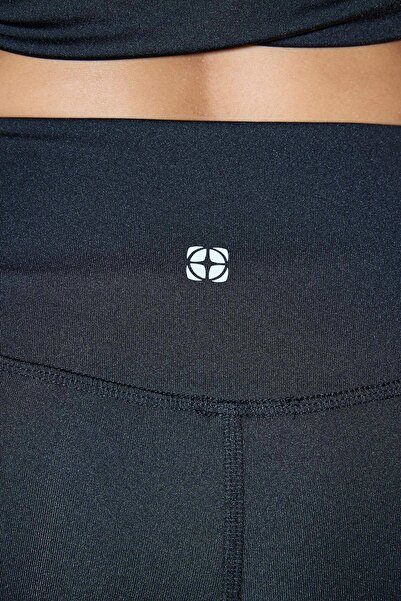 Trendyol Collection Black Drawstring and Reflector Print Detailed Knitted Sports Leggings Thmaw26Ty00016