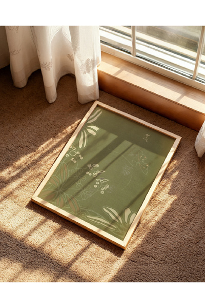 Push Studio Botanical Green Harmony Poster - Doğal Ahşap Çerçeveli Tablo