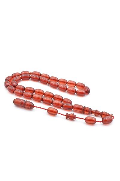 Murty99 Master Workmanship System Capsule Cut Dark Pink Crimped Amber Rosary