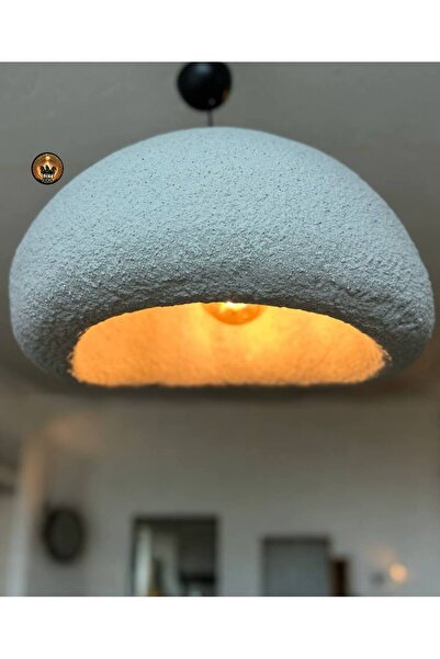 ışıksan aydınlatma MODERN BETON AVİZE ÇAP 50 CM PETRA GRİ DOĞAL TAŞ EFEKTLİ TASARIM