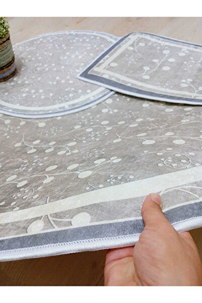 Ardizayn Adenium - Non-Slip, Non-Shedding, Round Base Bathroom Rug, (100X100-60X60-40X60 cm 3-Piece Set)