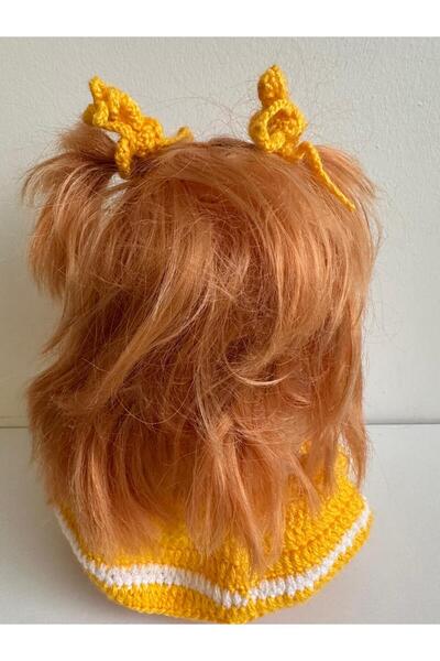 Zümrüt OYUNCAK Özel Tasarım El Örgüsünden Tasarım Kombinli Turuncu Saçlı Et Kız Bebek