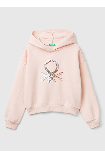Benetton Düz Kız Çocuk Toz Pembe Sweatshırt 39M2C203W 3V5