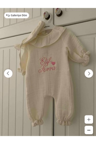 babymotif isimli yeni doğan 4 kat müslin tulum şapka