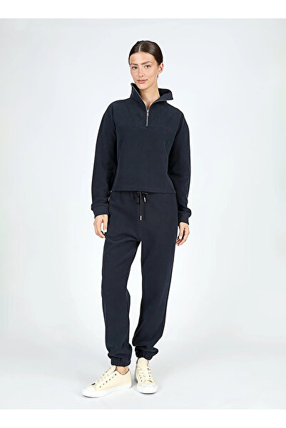 Lee Cooper High Collar Plain Navy Blue Women's Sweatshirt 251 Lcf 241014 Vegas Navy Blue