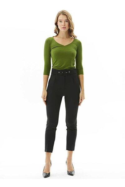 Selen Normal Bel Standart Siyah Kadın Pantolon 24KSL5324