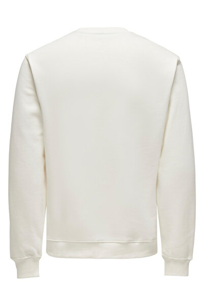 Only & Sons Біла чоловіча футболка з прямим коміром ONSCURATED REG CREW NECK SWEAT