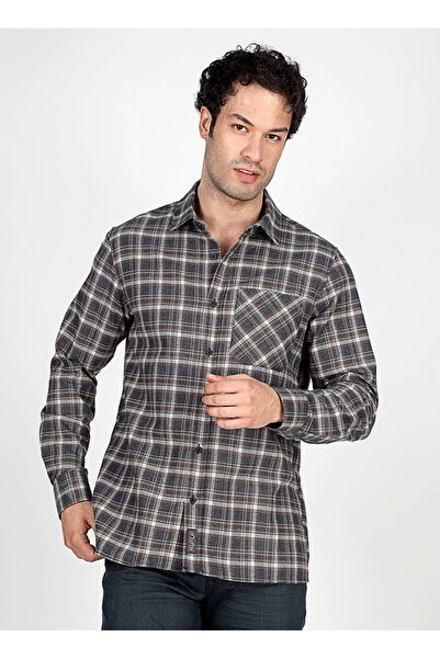 Lee Cooper Regular Fit Anthracite Men's Shirt 251 Lcm 241014 Rory Antrasi̇t-Camel