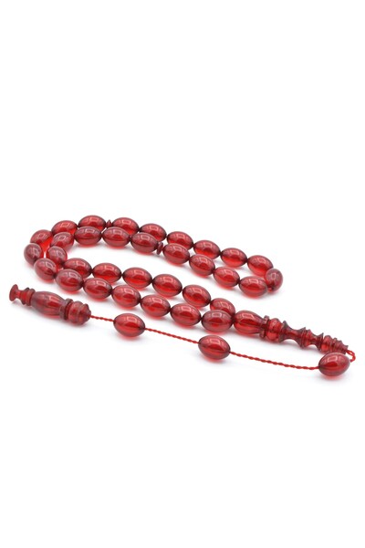 Murty99 Mărgele de rugăciune din chihlimbar roșu tăiate în formă de tulpină c...