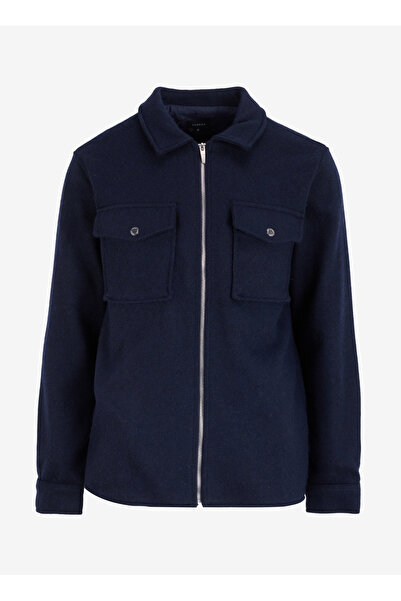 Fabrika Lacivert Erkek Yün Karışımlı Gömlek Ceket F4WM-GML 2126
