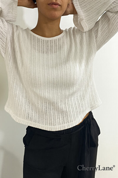 Cherry Lane Pulover alb oversize pentru femei