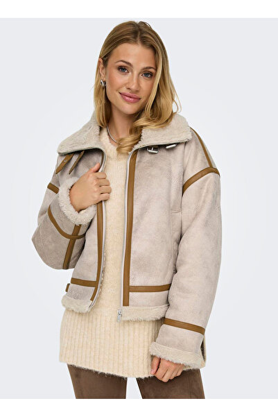 ONLY Cream Women's Coat Onlylva Bonded High Neck Jacket Otw