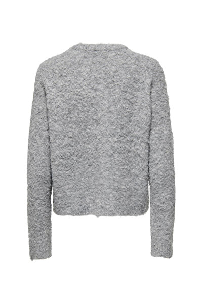 ONLY O Neck Regular Knitted Patterned Gray Melange Sweater Women Onlcirola Ls O-Neck Knt