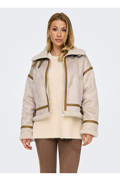ONLY Cream Women's Coat Onlylva Bonded High Neck Jacket Otw