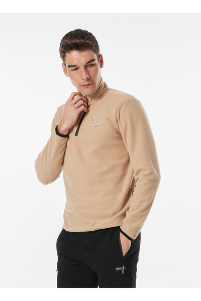 Discovery Expedition Düz Bej Erkek Polar Sweatshırt D4WM-SWT3993