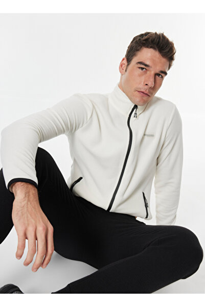 Discovery Expedition Beyaz Erkek Dik Yaka Basic Polar Sweatshırt D4WM-SWT3994