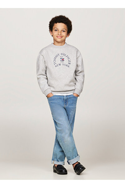 Tommy Hilfiger Baskılı Erkek Çocuk Gri Sweatshırt KB0KB09192P1A