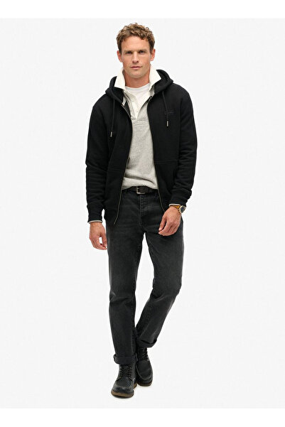 SUPERDRY Kapüşon Yaka Siyah Sweatshırt M2013116A02A_ESSENTIAL LOGO ZIP HOO