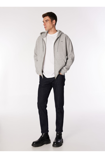 Quiksilver Gri Erkek Kapüşon Yaka Normal Bel Regular Fit Sweatshirt AQYFT03330SALT WATER ZIP HOODIE