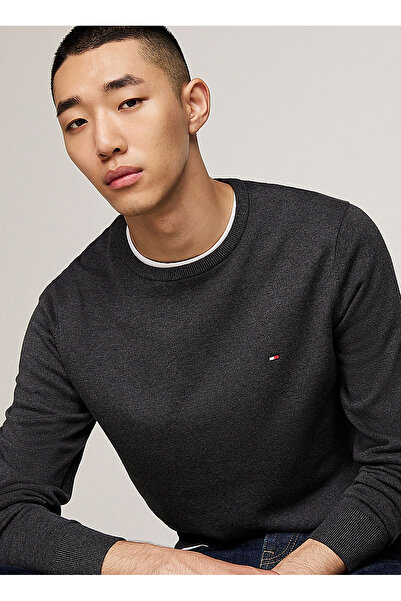 Tommy Hilfiger Bisiklet Yaka Normal Gri Erkek Kazak MW0MW147480IM