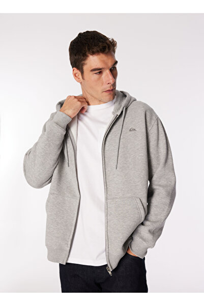 Quiksilver Gri Erkek Kapüşon Yaka Normal Bel Regular Fit Sweatshirt AQYFT03330SALT WATER ZIP HOODIE