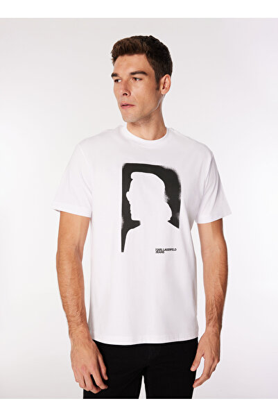 Karl Lagerfeld Jeans Bisiklet Yaka Baskılı Beyaz Erkek T-Shirt 245D1709_KLJ R...