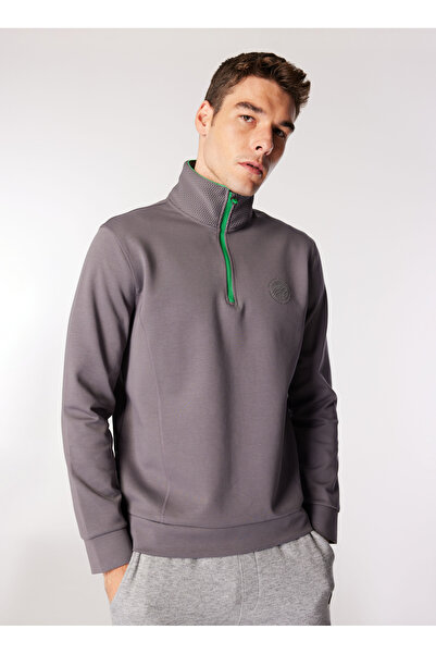 Discovery Expedition Füme Erkek Dik Yaka Basic Fit Sweatshirt D4WM-SWT3205