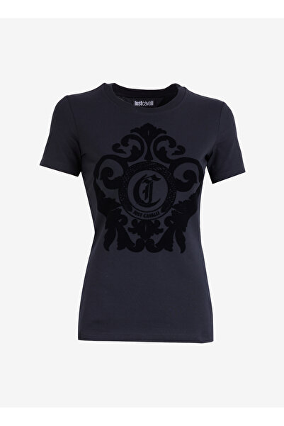 Just Cavalli Baskılı Siyah Kadın T-Shirt 77PAHE13