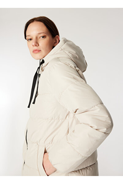 ONLY Cream Women's Coat Onlclair Puffer Hood Coat Otw Cc