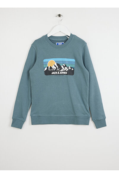 Jack & Jones Baskılı Erkek Çocuk Mavi Sweatshırt 12267135