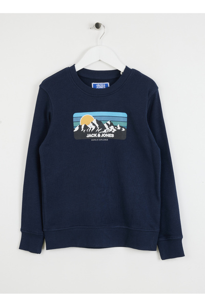 Jack & Jones Baskılı Erkek Çocuk Lacivert Sweatshırt 12267135