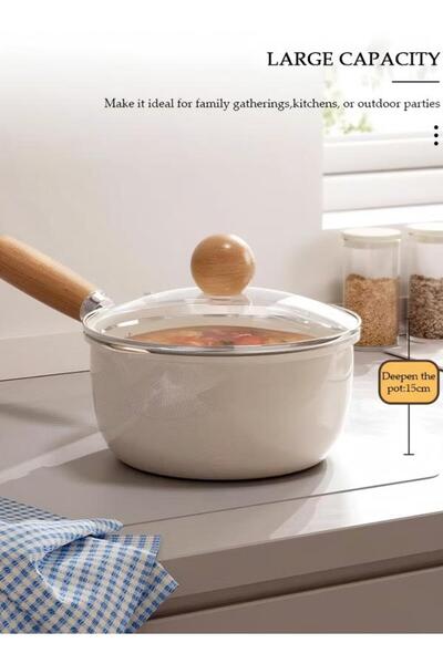 fun zone Saucepan with Lid, Small Cooking Pot with Pour Spout, Non Stick Sauce Pan, Nonstick Milk Pan