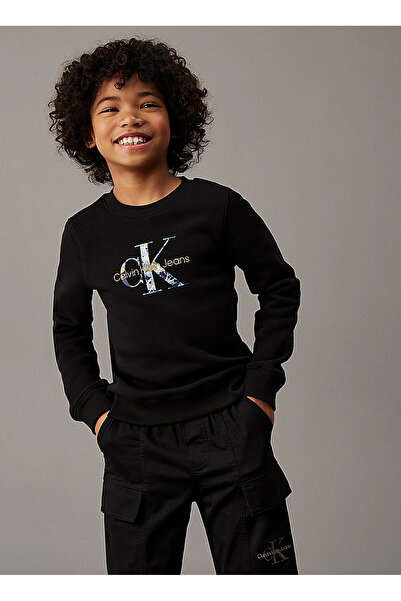 Calvin Klein Baskılı Erkek Çocuk Siyah Sweatshırt IB0IB02337BEH