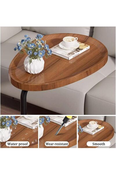 COOYA Side Table C Shaped End Table for Living Room Office Slide Under Narrow,Wooden Water Resistant Top