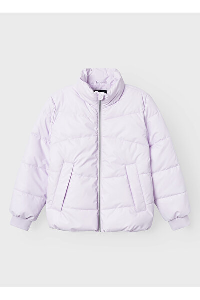 name ıt Pembe Kadın Fermuarlı Yaka Normal Kalıp Desenli Puffer Mont 13231174