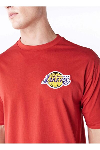 NEW ERA Kırmızı Erkek Bisiklet Yaka Oversize Baskılı T-Shirt 60578558 LEAGUE ...