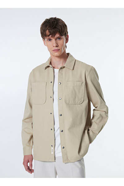 Mustang Normal Bej Düz Erkek Gömlek M4WM-GML-1847