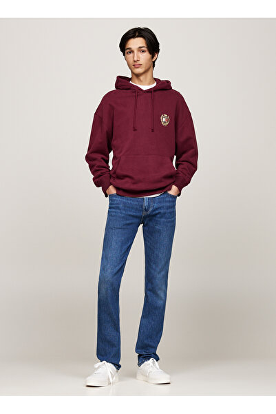 Tommy Jeans Pánská vínová mikina s kapucí, výstřih, Dm0Dm19762Vlp Reg Tj F