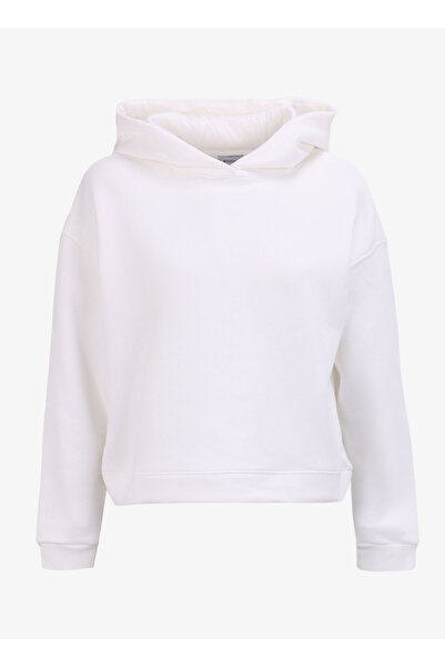 Mustang Kapüşon Yaka Düz Ekru Kadın Sweatshırt M4WL-SWT-1936