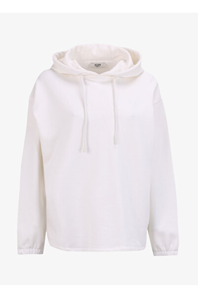 People By Fabrika Ekru Kadın Kapüşon Yaka Loose Fit Baskılı Sweatshirt PBF4WL...