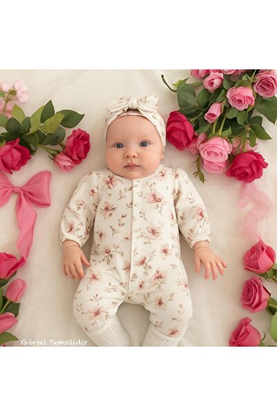 Minimus Baby Girl Newborn Lavinia Floral Watermelon Sleeve Jumpsuit Set Newbo...