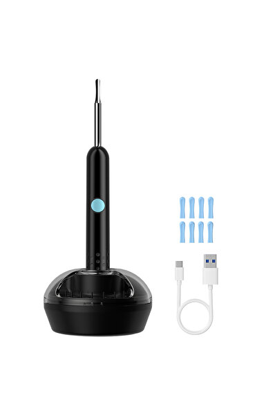 Choice حافظة تنظيف الأذن باللون الأسود، كاميرا مرئية للأذن عالية الدقة 1080 ب...