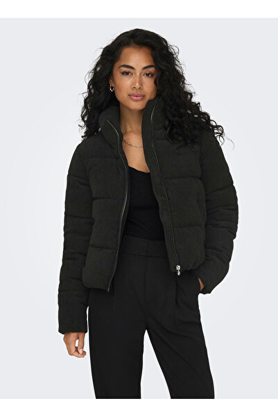 ONLY معطف نسائي أسود ONLNEWDOLLY CORDUROY PUFFER OTW NOO